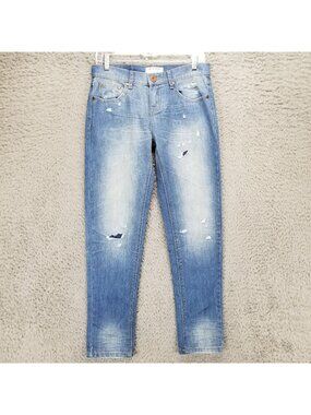 One X One TeaSpoon Jeans Womens 24 Blue Denim Relaxed Leg Tapered Cuff *Read*